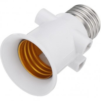 Переходник ECOLA BASE A7A27WEAY с цоколя E27 на E27 с выходами на розетки, белый Переходник ECOLA BASE A7A27WEAY с цоколя E27 на E27 с выходами на розетки, белый