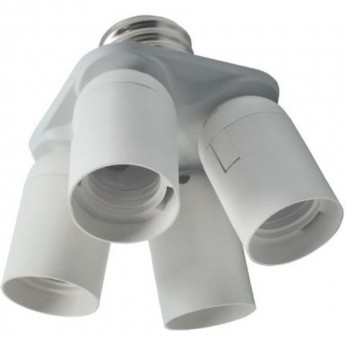 Переходник ECOLA BASE A8T44WEAY с цоколя E40 на 4хE27 узкий, белый Переходник ECOLA BASE A8T44WEAY с цоколя E40 на 4хE27 узкий, белый
