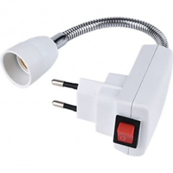 Переходник вилка-патрон ECOLA BASE APF4NWEAY E14 гибкий 150мм c выключателем, белый Переходник вилка-патрон ECOLA BASE APF4NWEAY E14 гибкий 150мм c выключателем, белый