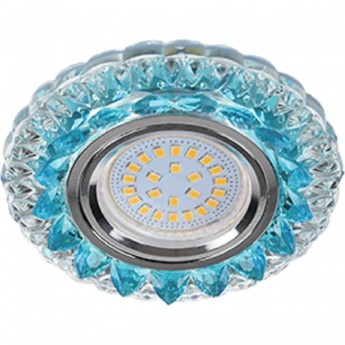 Светильник ECOLA MR16 LD7009 GU5.3 встр. искристый с подсветкой "Кристалл" Прозрачный и Голубой / Хром 30x95 Светильник ECOLA MR16 LD7009 GU5.3 встр. искристый с подсветкой "Кристалл" Прозрачный и Голубой / Хром 30x95
